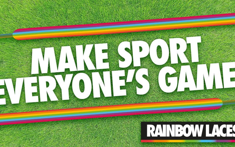 Rainbow Laces campaign artwork reading Make sport everyone's game